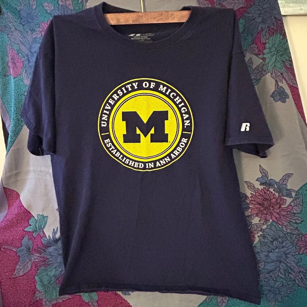 university shirt blue large
